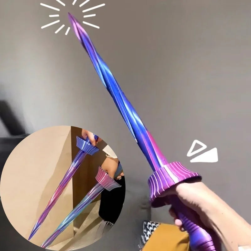 3D Printed Gravity Telescopic Sword Figurines Gravity Sword Creative Handmade Telescopic Toy Gift Model Art Trend Miniatures Oasis Select