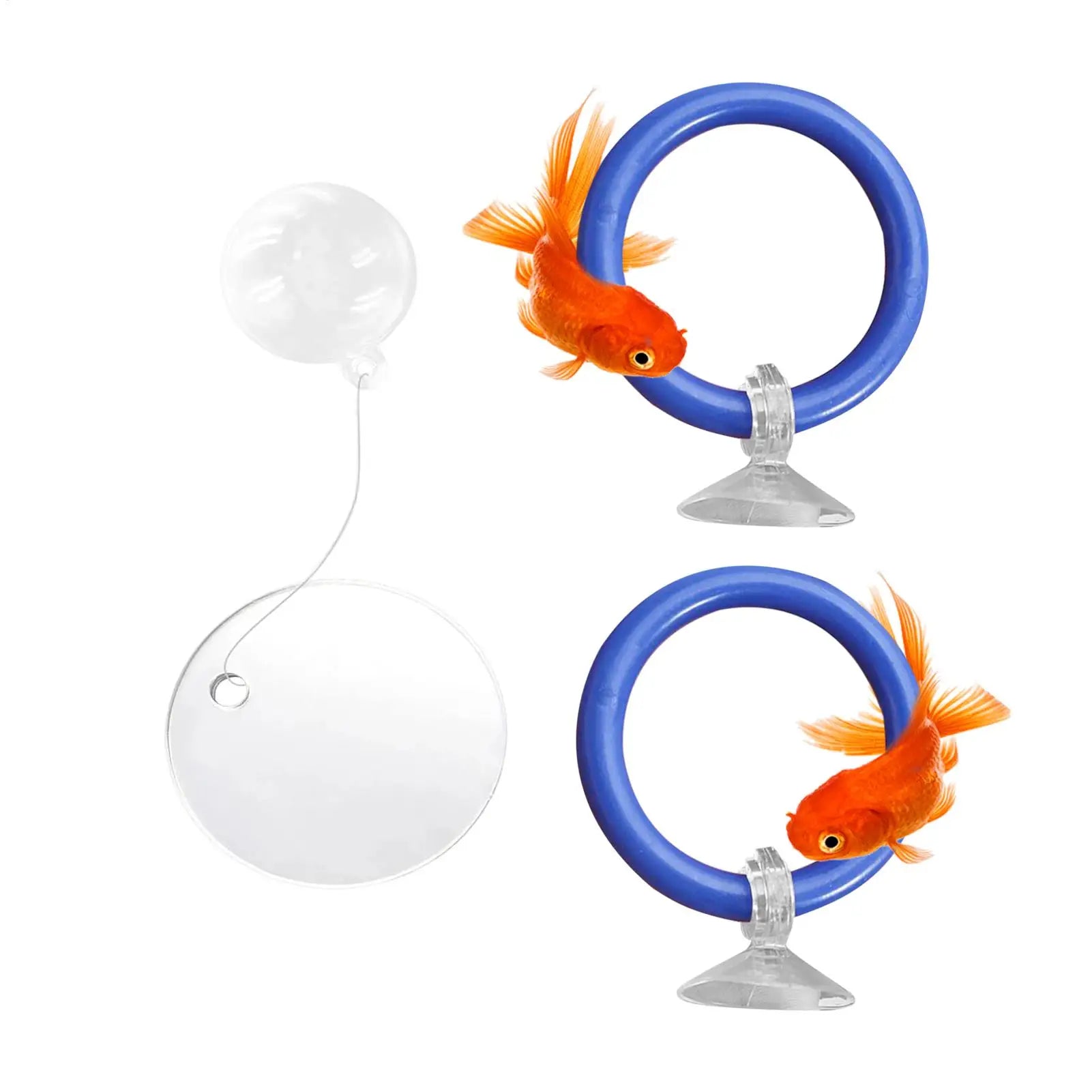 2Pcs Fish Training Ring Suction Cup Fish Tank Feeding Ring Fish Tail Toy Betta Training Circle Fish Tank Decorative Enrichment Oasis Select