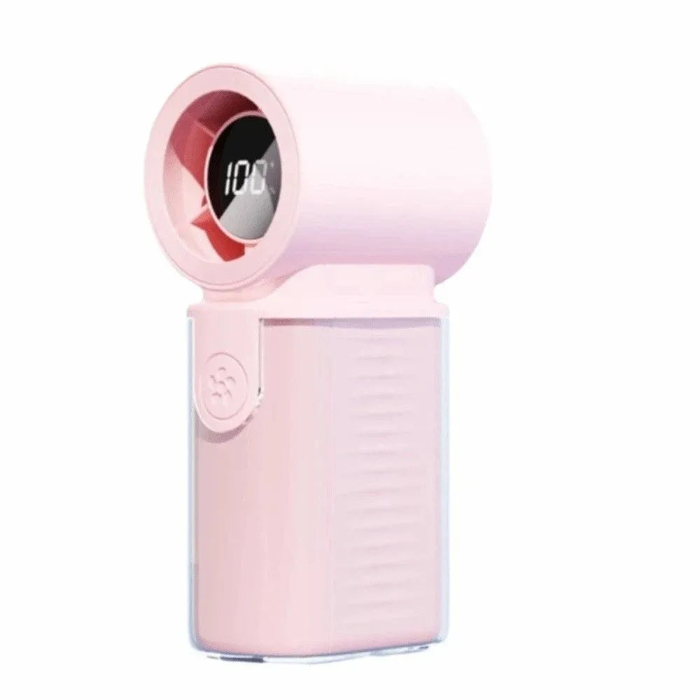 3000mAh Battery Mini Handheld Fan LED Display 5 Gear Wind Portable Pocket Fan High Speed USB Rechargeable Rechargeable Fan Oasis Select Pink