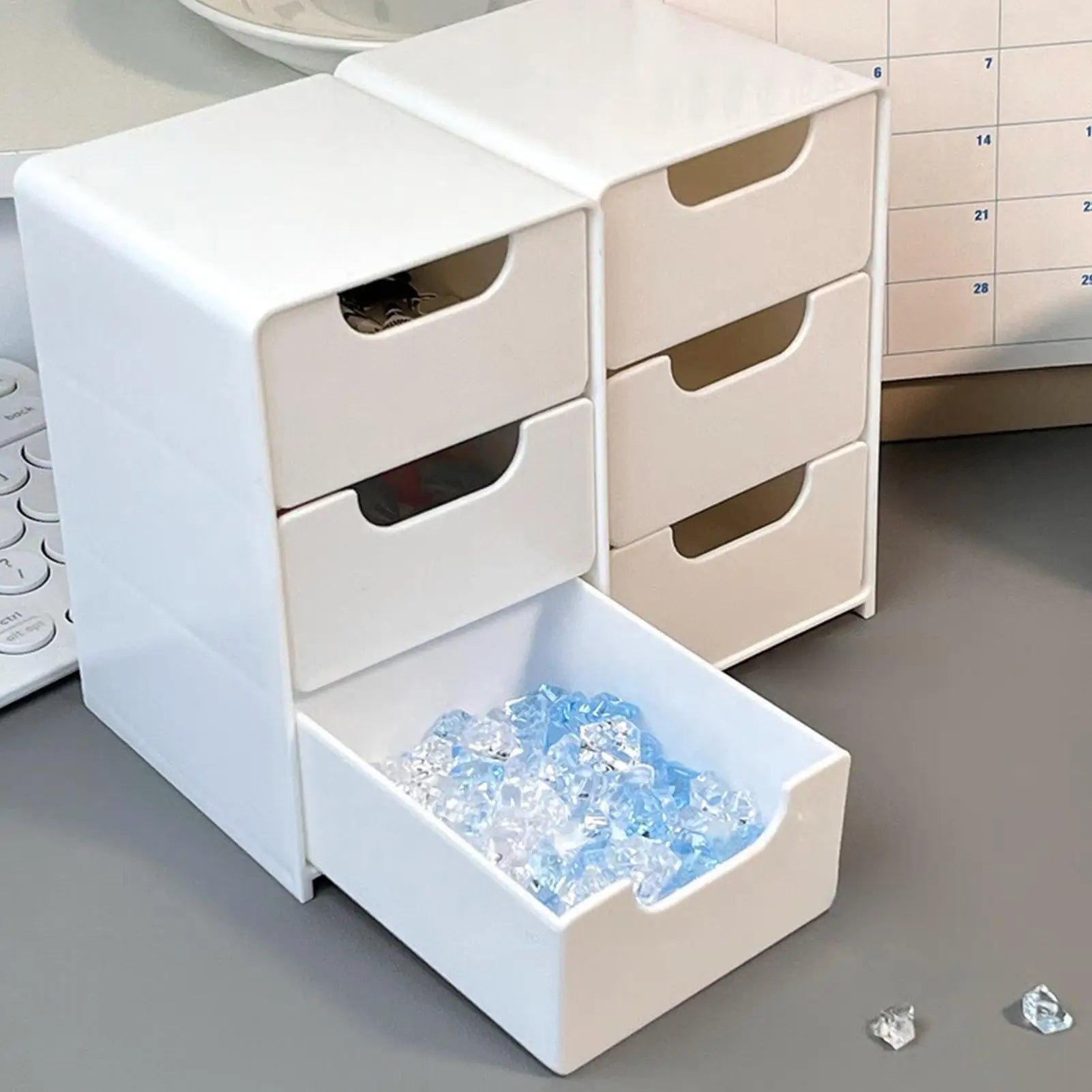 Tabletop Storage Organizer Large Capacity Drawer Organizer Portable Storage Organizer 3 Layer Organizer Box for Home School Oasis Select
