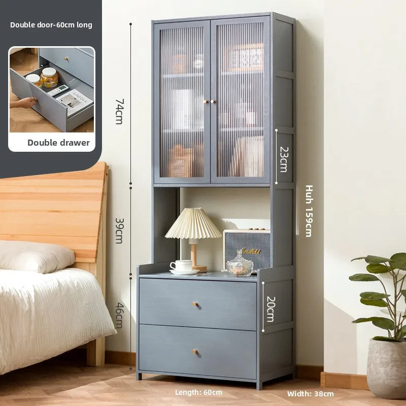 Simple Modern Simple Small Home Storage Cabinet Locker Shelf Bedroom Internet celebrity Mini Cabinet Shelf Oasis Select Grey-60
