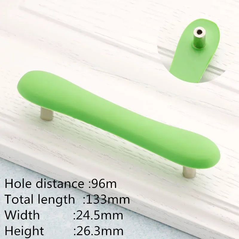 Children Room Rubber Cabinet Knobs and Handles Wardrobe Door Drawer Pulls Cute Star White Cloud Furniture Handle Oasis Select 96mm green