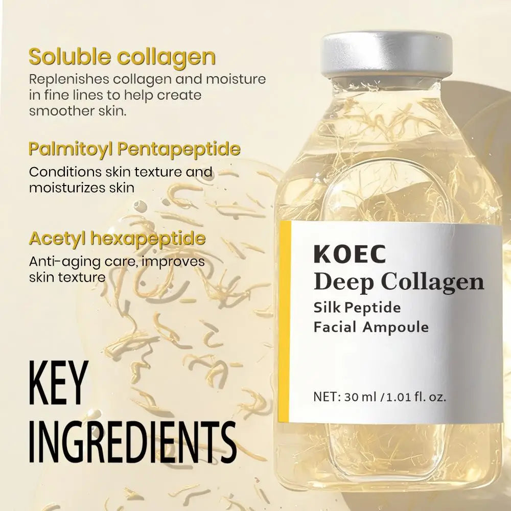 30ml KOEC Korean Collagen Silk Peptide Ampoule - Anti-Aging Intensive Lifting Firming Hydrating Glass Skin Face Serum Oasis Select