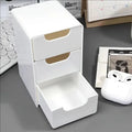1/2pcs 3-Tier Desktop Organizer with Drawers, Plastic Storage Box for Stationery School Office Supplies,Household Storage Box Oasis Select 1 White