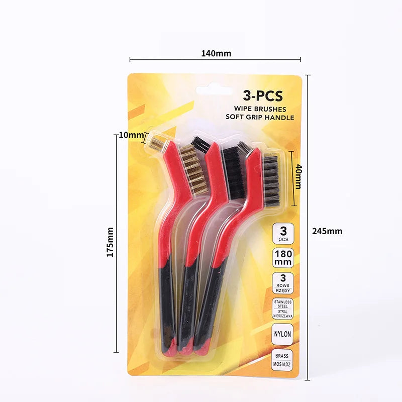 Mini Brush Set Of Three Kitchen Brushes For Gas Hoods Grease And Stain Removal Cooktop Cleaning Tools Steel Wire Small Oasis Select Red