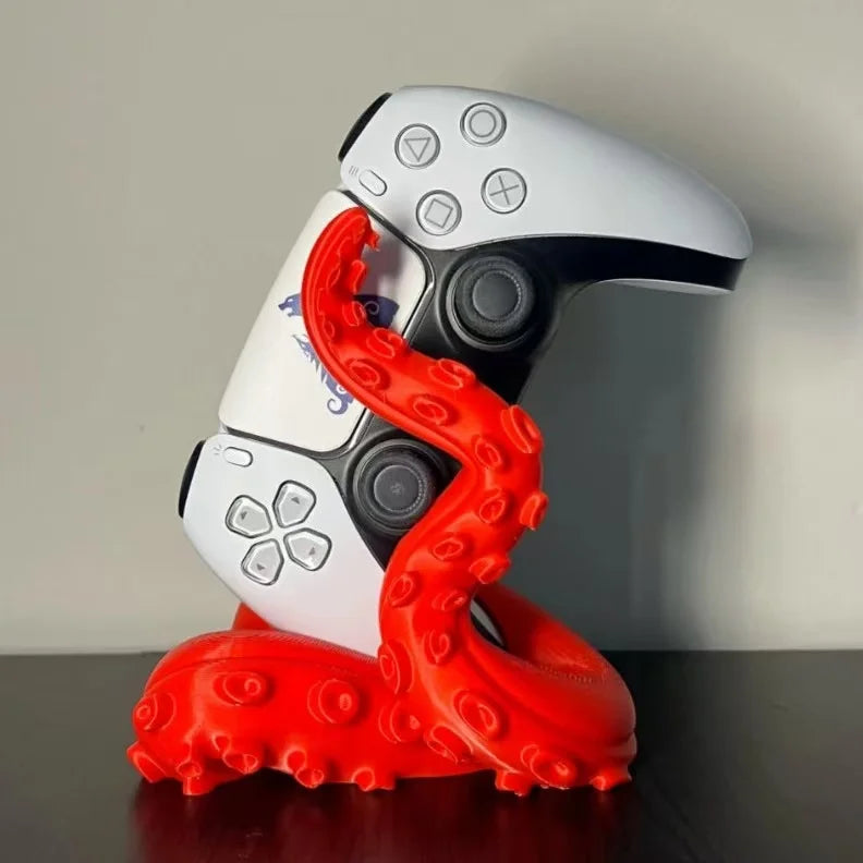 3D Printed Octopus Game Controller Stand Suitable for PS5 Controllers Desktop Stand Holiday Gift Home Decor Statue Ornament Oasis Select Red