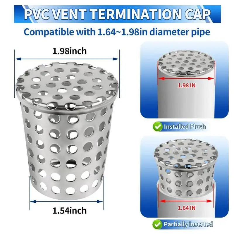Stainless Steel Drain Cover Anti Clogging Interpolated Filter Screen For PVC Pipe Rain Pipe Cap Oasis Select