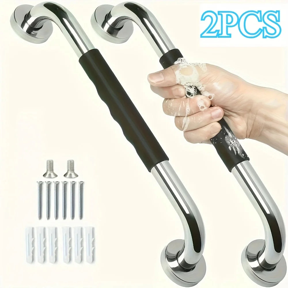 2pcs Heavy-Duty Stainless Steel Bathroom Grab Bar Non-Slip Safety Handle for Shower,Toilet & Wall Support,Stable & Secure Design Oasis Select 50cm 19.7in-2pcs
