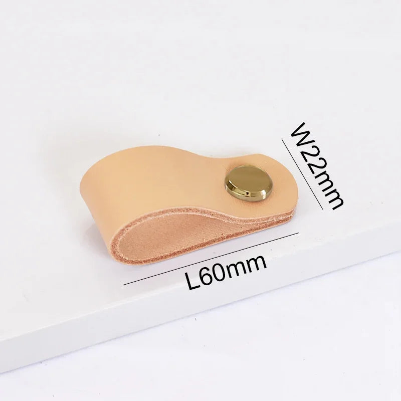 Nordic Style Leather Cabinet Handles for Furniture Cupboard Closet Wardrobe Kitchen Knobs Vintage Drawer Door Pulls Oasis Select Khak-Bronze