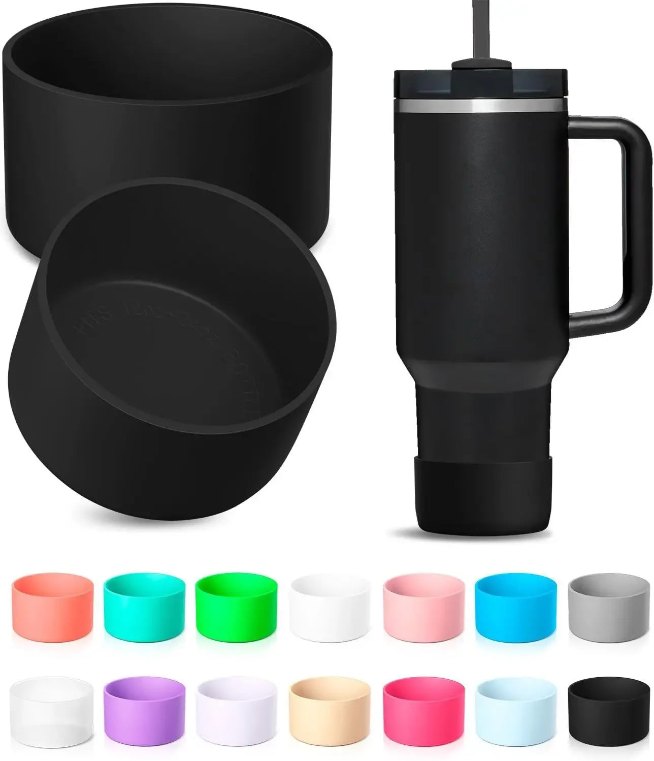 75mm muti color silicone cup protection case storage vacuum bottle compatitable for Stanley 30/40oz anti slip scratch resistant Oasis Select 1pcs black
