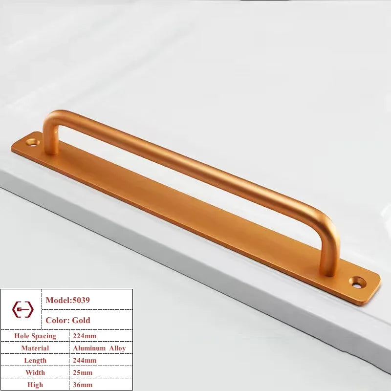 Aluminium Alloy Punch-free Furniture Cabinet Handle Sliding Barn Door Handle Pull And Flush Hardware Set Wood Door Drawer Handle Oasis Select Gold 224mm