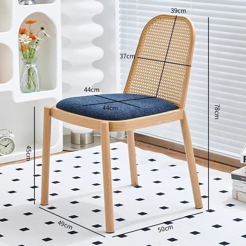 Multi-functional Backrest Chair Balcony Rattan Chair Household Dining Chair Outdoor Chair Homestay Leisure Chair Durable Oasis Select blue