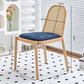 Multi-functional Backrest Chair Balcony Rattan Chair Household Dining Chair Outdoor Chair Homestay Leisure Chair Durable Oasis Select blue
