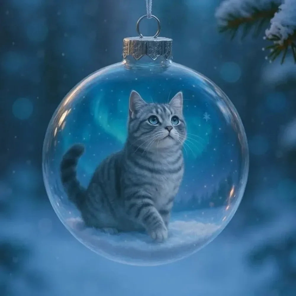 Cat Acrylic Christmas Ball Ornaments – DIY Hanging Baubles