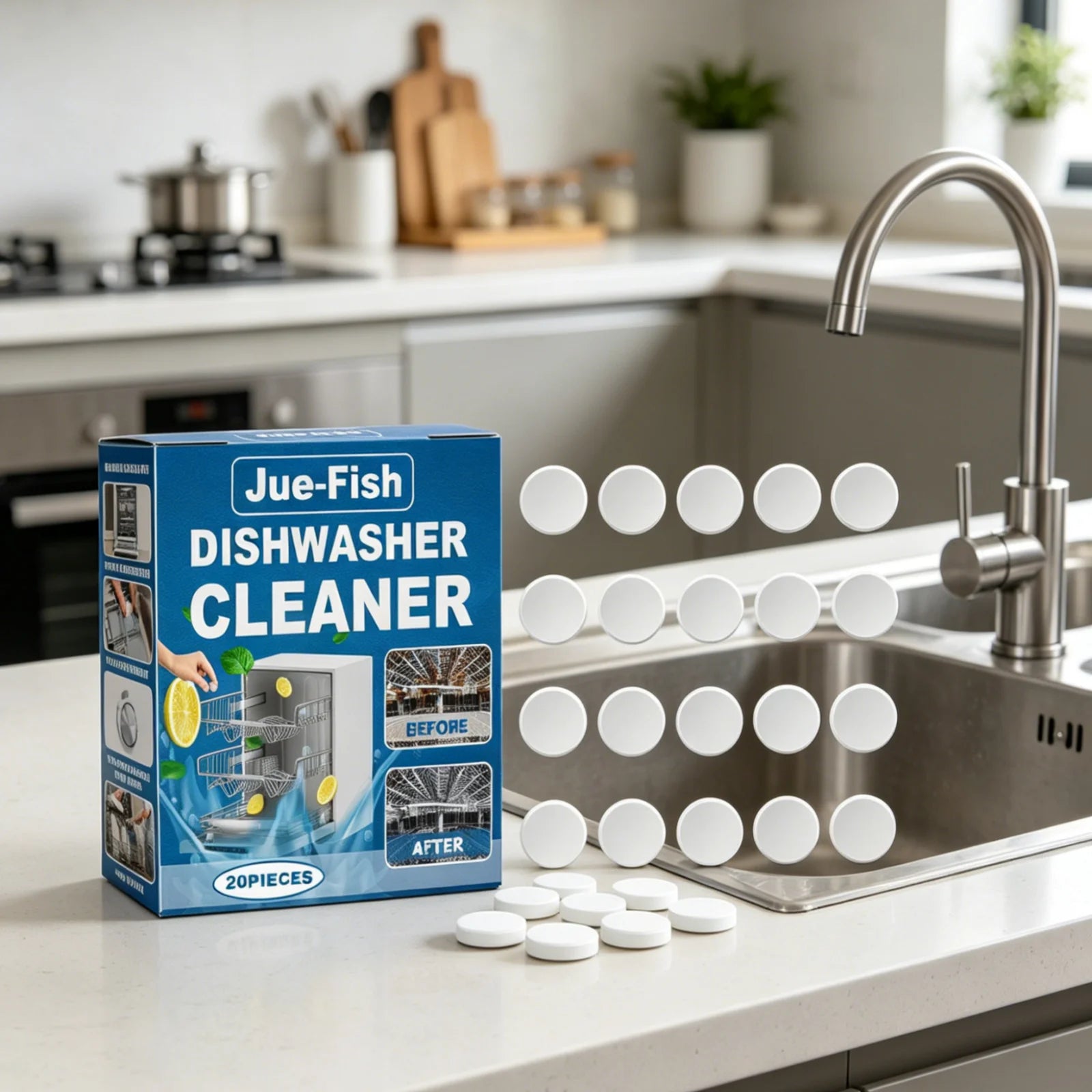 Jue Fish Dishwasher Cleaner Tablets – Descale & Deodorize 20pk Dishwasher Cleaner Tablets Oasis Select