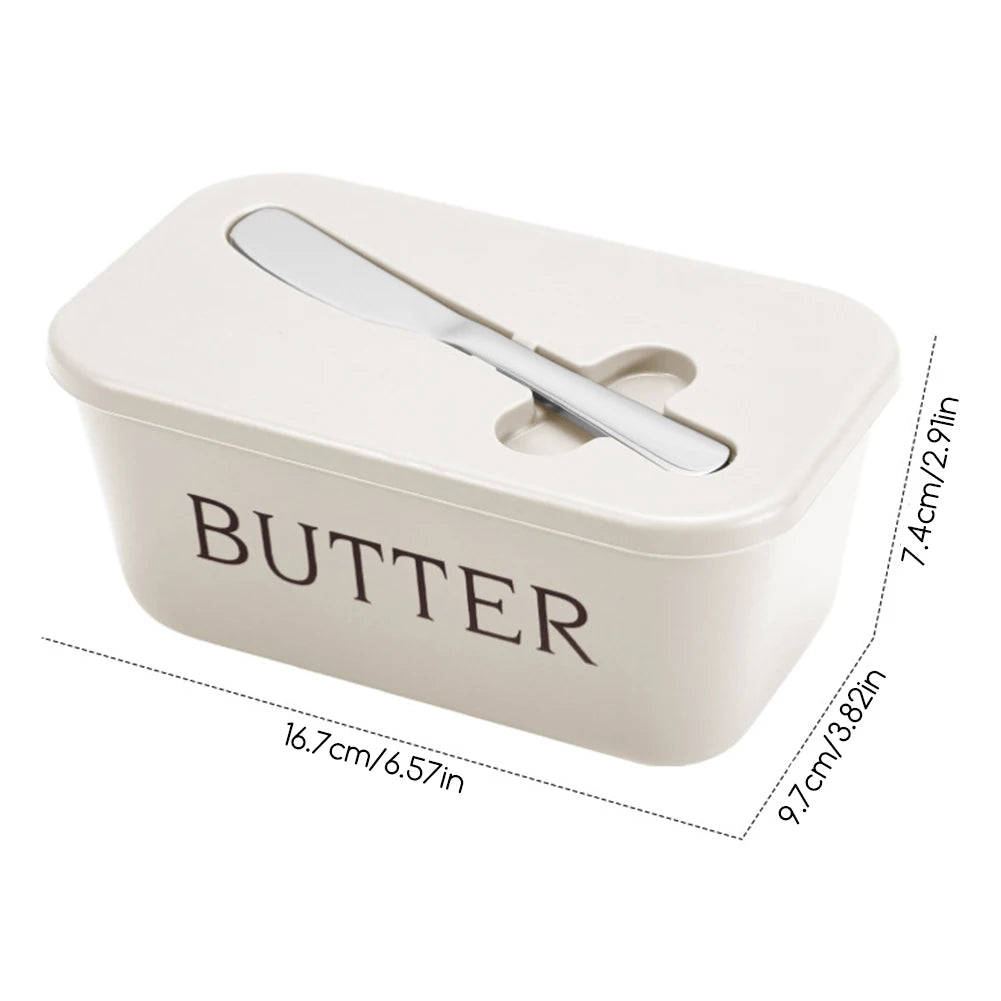 Butter Dish with Lid & Cutter – Airtight Fridge Storage Box