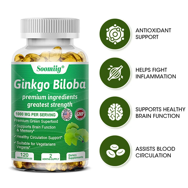 Ginkgo Biloba Capsules – Memory, Focus & Vision Supplement Herbal Supplement Oasis Select