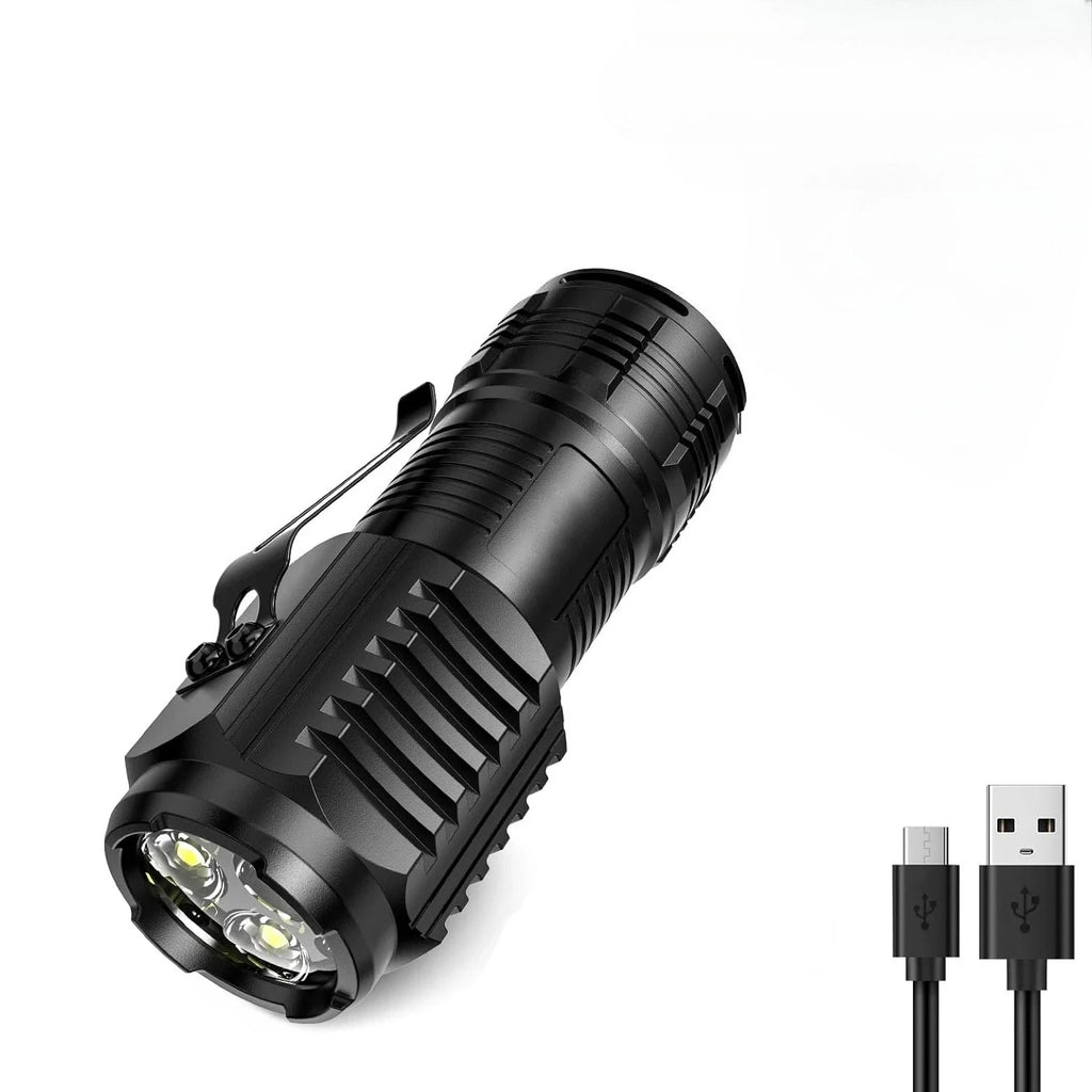 Ultra-bright Rechargeable LED Pen Clip Mini Flashlight Handheld Torch Portable Waterproof Lamp for Nigh Work Emergency Camping Oasis Select Black 1PCS