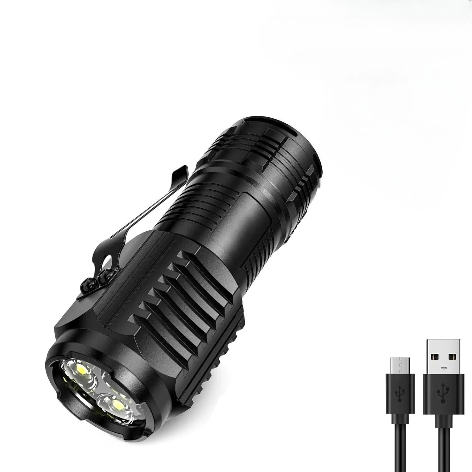 Ultra-bright Rechargeable LED Pen Clip Mini Flashlight Handheld Torch Portable Waterproof Lamp for Nigh Work Emergency Camping Oasis Select Black 1PCS