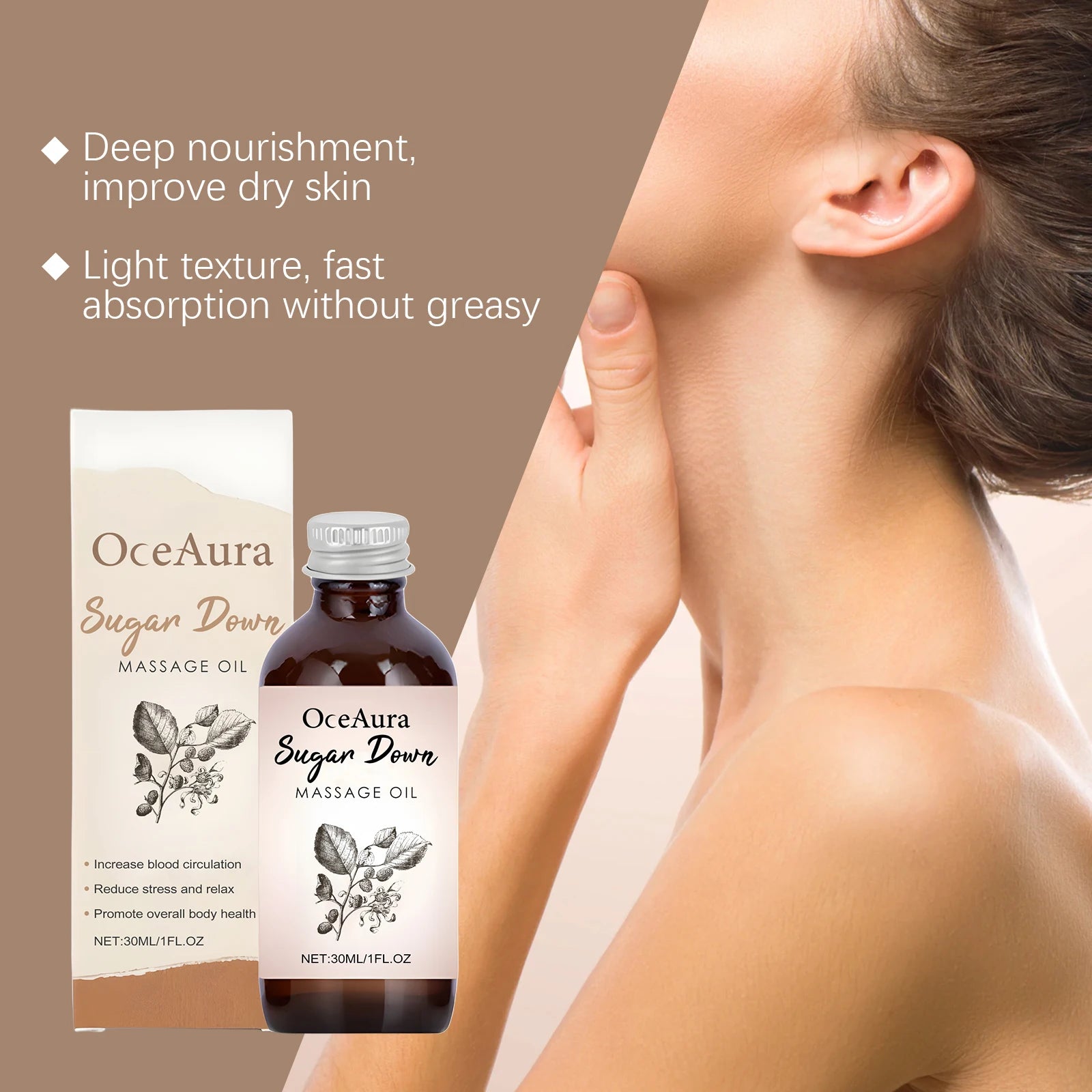 Body Care Massage Oil Deeply Nourishes Improves Dryness and Relaxation of The Skin Fragrant Soothing Moisturizing Glossy Texture Oasis Select