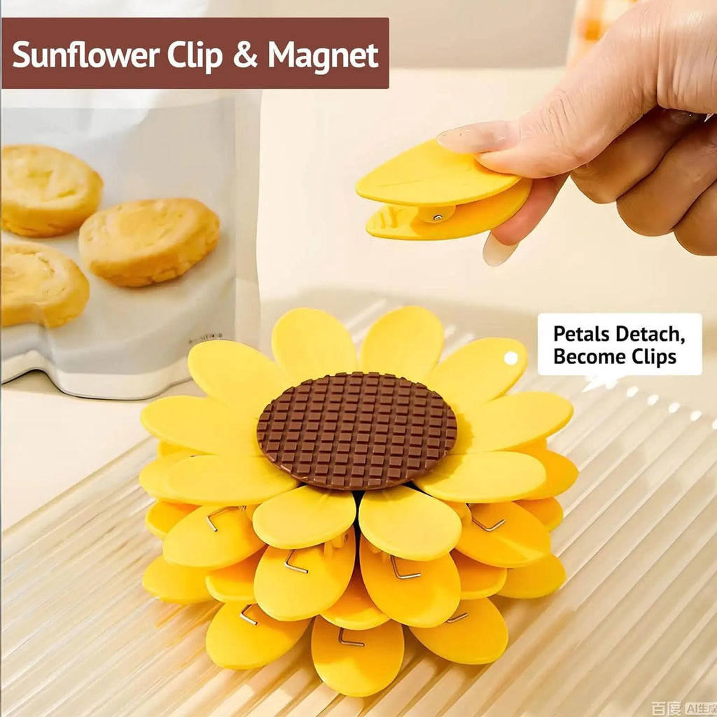 Cute Chip Clips Airtight Reusable Decorative Sunflower 10 Pieces Food Bag Sealing Clips for Snacks Pasta Bread Cereal Seasoning Oasis Select