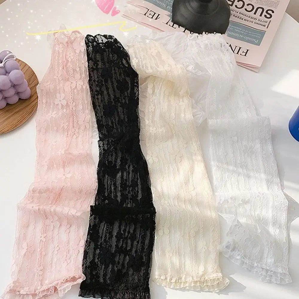 Fashion Lace Sunscreen Sleeve UV Protection Fingerless Driving Gloves Thin Women Arm Cover Summer Oasis Select