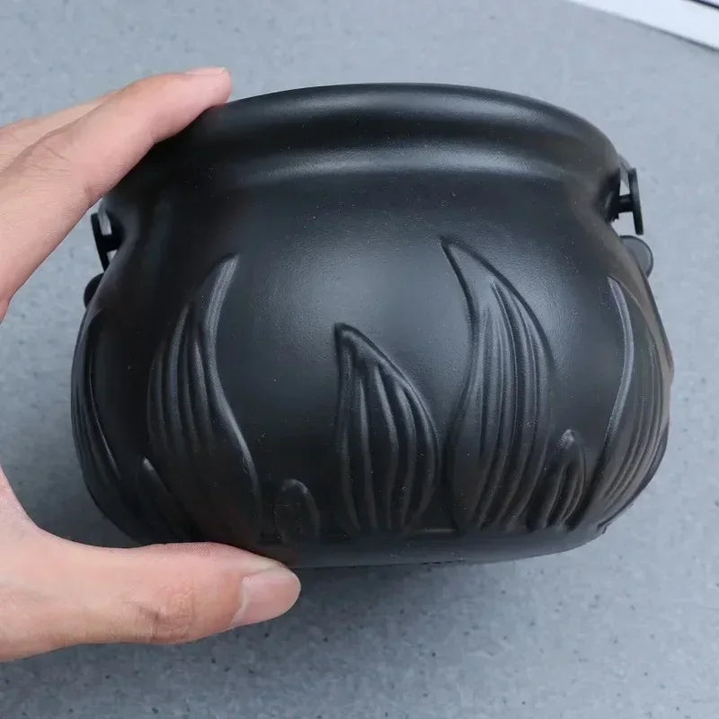 Candy Cauldron Halloween Bucket Witch Basket Plastic Treat Trick Pumpkin Holder Black Pot Bowl Kettle or Goodie Photo Costume Oasis Select