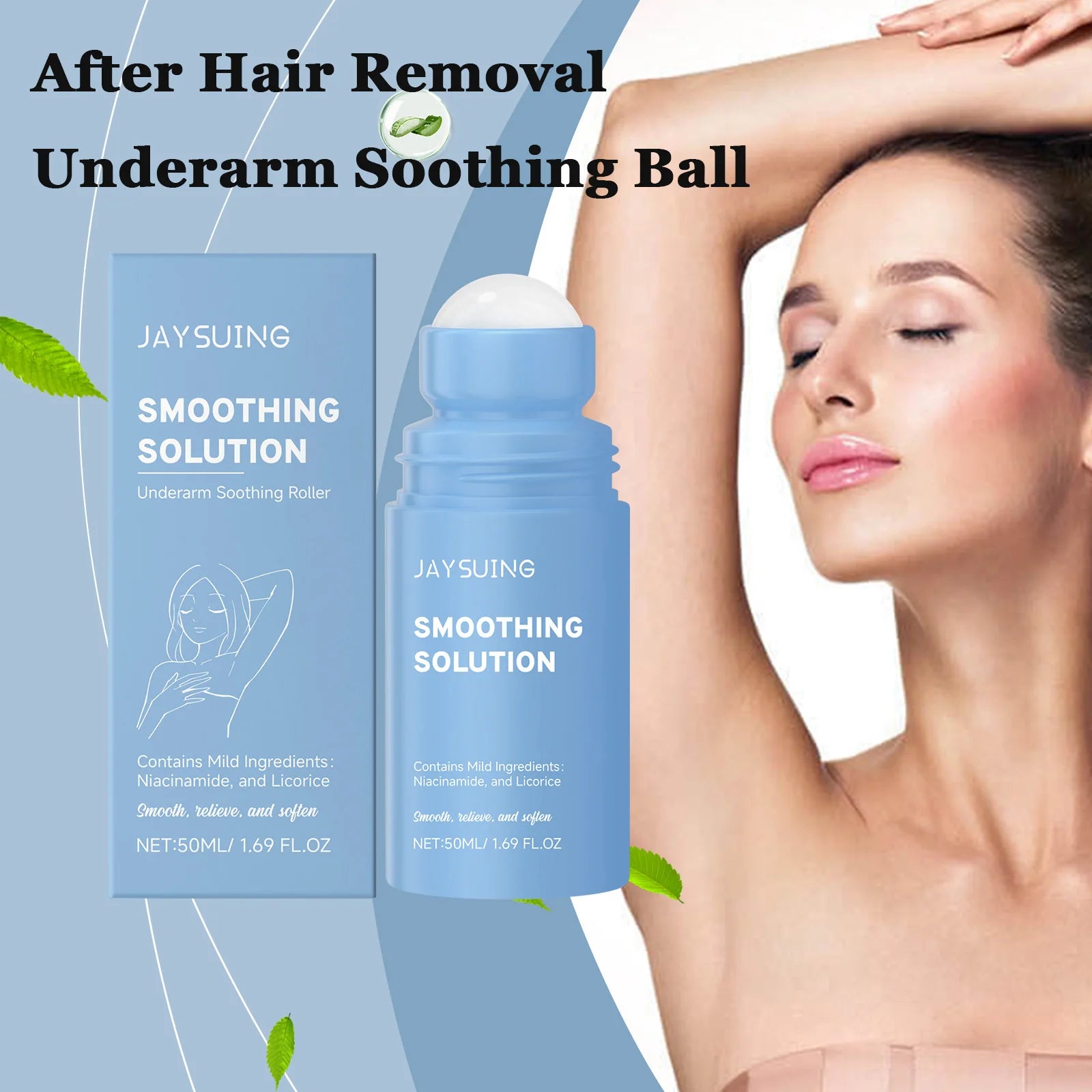 Underarm After Shave Soothing Roller Moisturizing Relieve Armpit Skin Pain Discomfort Reduce Redness Improve Dullness Quick-Dry Oasis Select 3 x 50ml Boxed