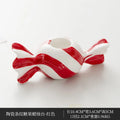 Ceramic Tealight Candle Holder | Striped Xmas Candy Design