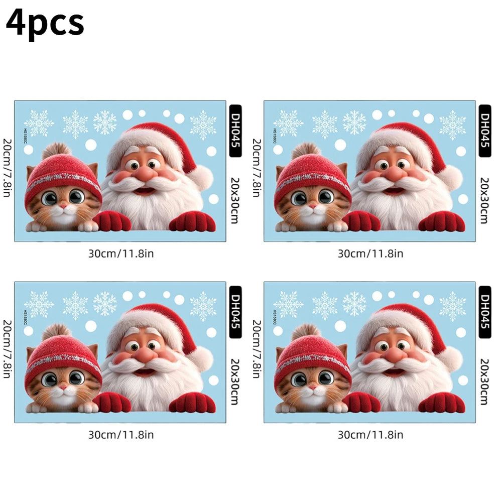 Christmas Window Decals – Santa, Cat & Snowflake Stickers | 2-Pack Holiday Window Decals Oasis Select 4pcs