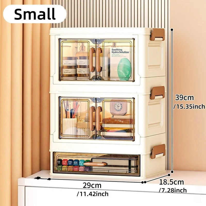 30/40cm Width, Foldable Desktop Organizer Multi-Layer Options,Cream Style Design,Perfect for Cosmetics，Stationery，Storage Box Oasis Select 30cm-2Large-1Small