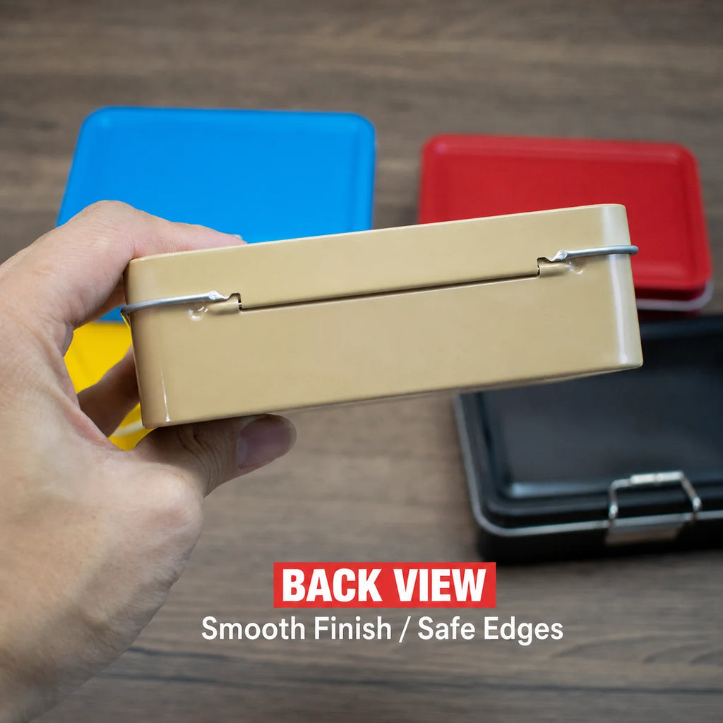 Solid Color Flip Cover Buckle Iron Box with Lid Fishing Craft Storage Tin Durable Metal Sundries Items Organizer Case Oasis Select