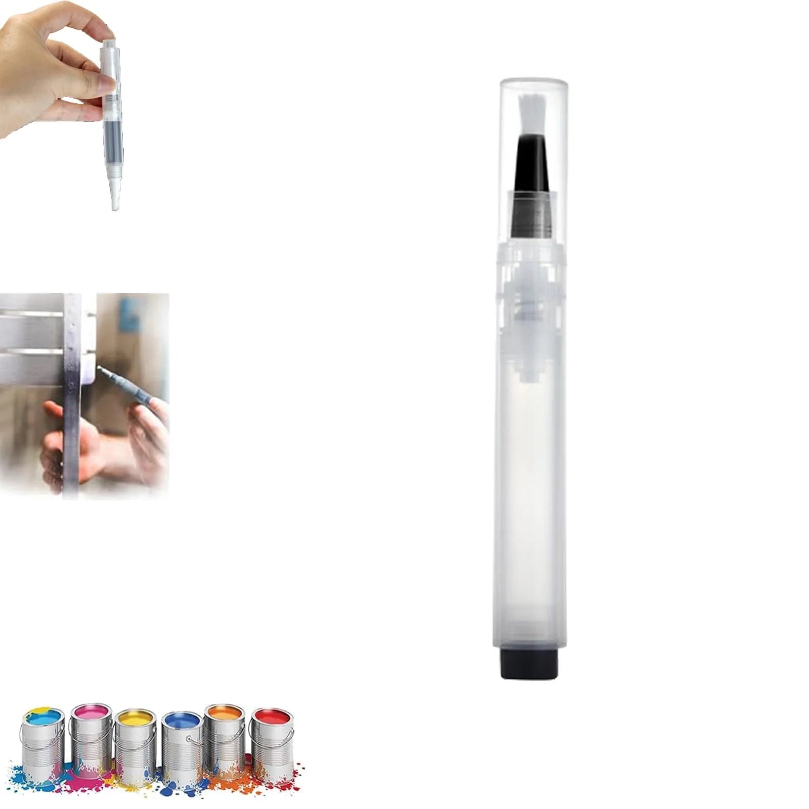 1pc Fillable -up Paint Pen Brush, Transparent Plastic Touch-Up Paint Pen, Refillable Paint Brush Pen, Furniture Repairs Tool Oasis Select