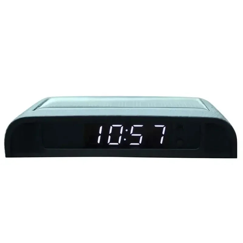 Solar Charging Powered Car Clock Automatic Adjustment Car Clock2 4-Hour 3-level Brightness Auto Internal Stick-On Digital Watch Oasis Select WHITE
