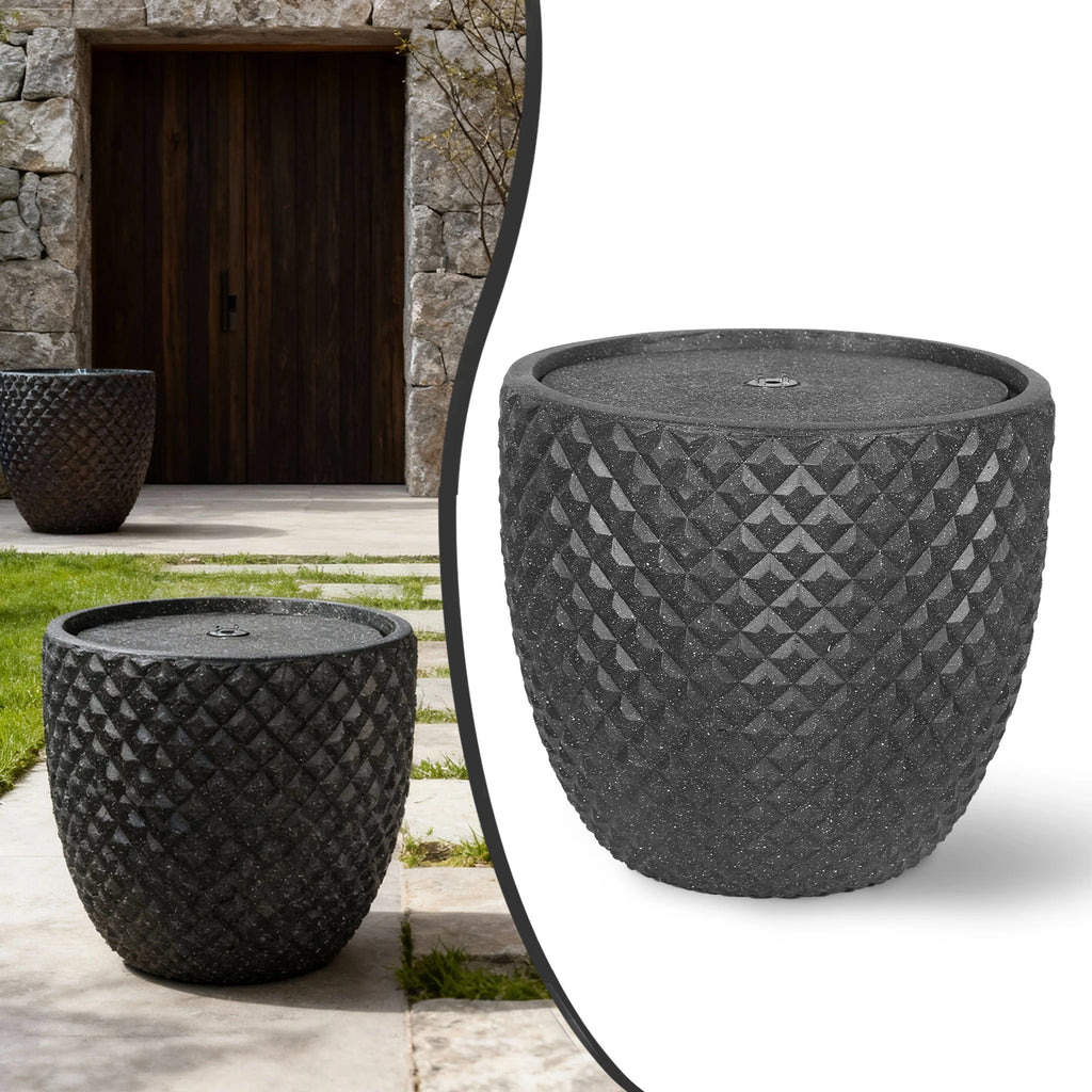 Shunmaii LED Freestanding Cement Waterfall Fountain – Garden Patio Outdoor Water Fountain Oasis Select