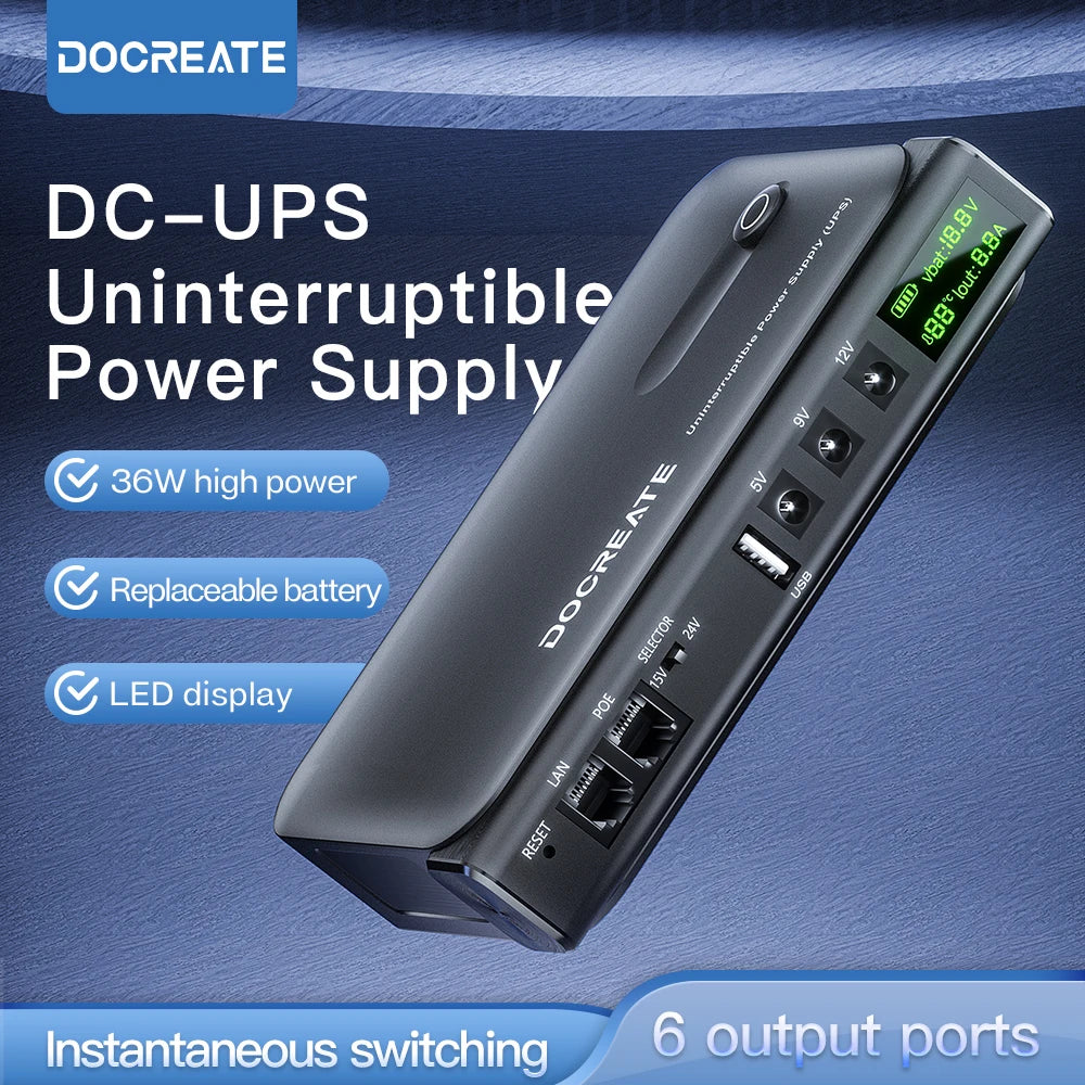 No Battery AC85-265V DC1036L Router 5V9V12V Optical Cat Monitor Backup Uninterruptible DC Power Supply Charger Cell Phone UPS Oasis Select
