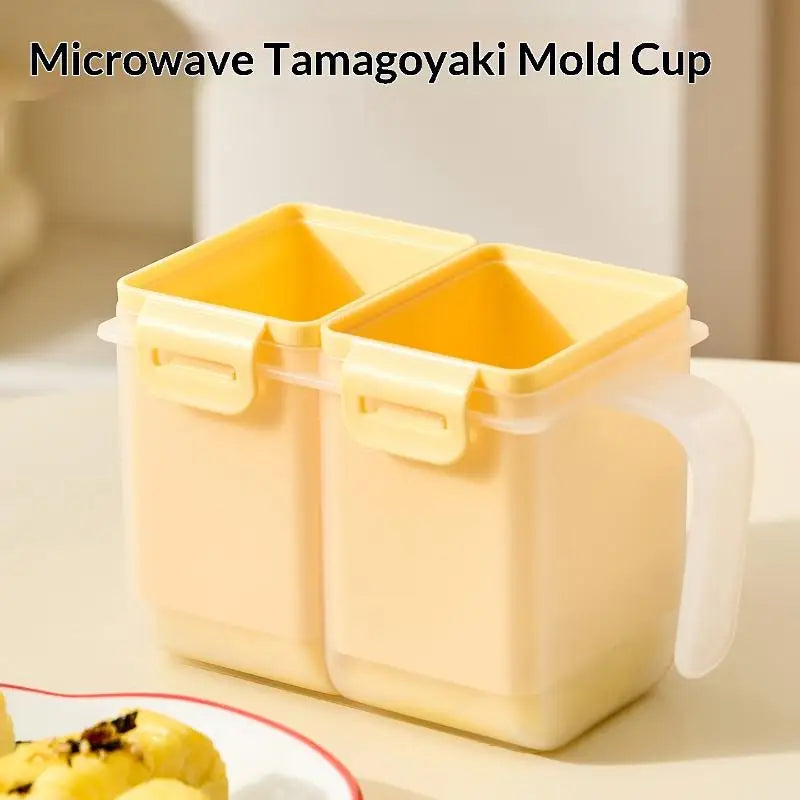 1pcs Microwave Tamagoyaki Mold Cups Double Compartments Easy Release Design For Homemade Egg Roll Kitchen Daily Use Oasis Select