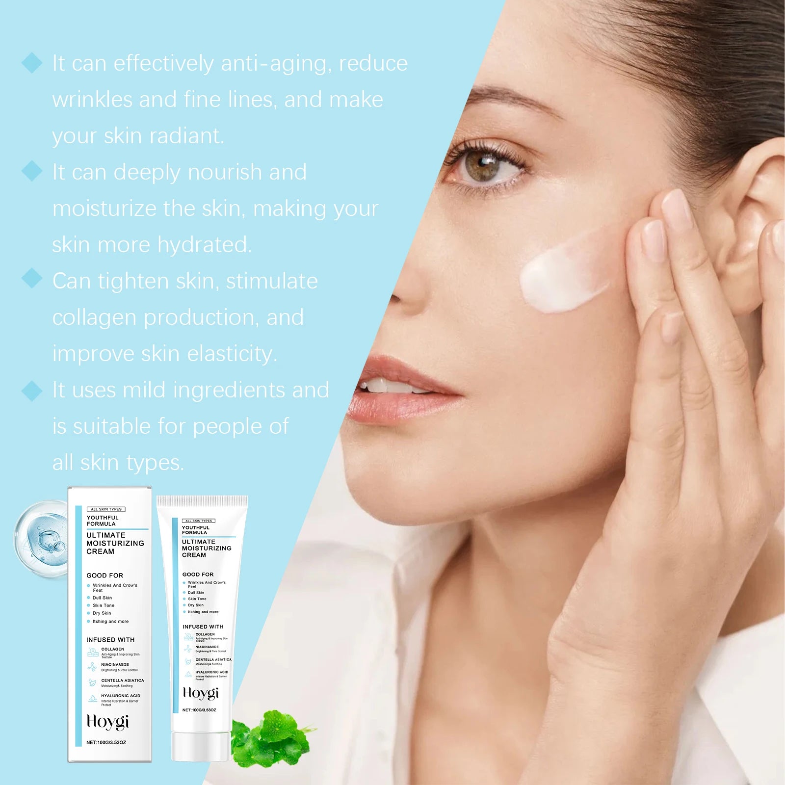 Hoygi Centella Moisturizing Cream – Hyaluronic Acid Skin Repair Face Moisturizing Cream Oasis Select