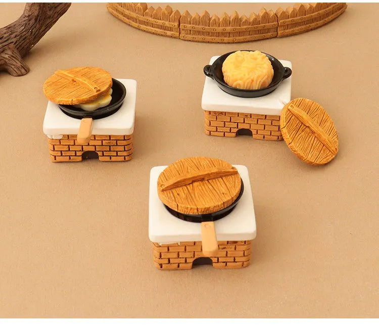 3 PCS Mini Kitchen Pot with Lid – Dollhouse Cookware for Stove, fairy garden paths,Micro Landscape & Diorama DIY Projects Oasis Select
