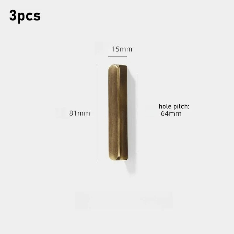 Pure Brass Furniture Vintage Antique Bronze Drawer Cabinet Antique Bronze Solid Wardrobe Minimalist Door and Handle Oasis Select 3PCS Bronze 64mm