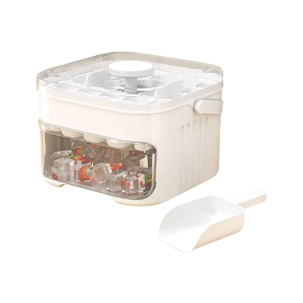50-Cube Ice Maker with Easy Press Cap Large Capacity with Easy-press Lid Ice Cube Machine Double-layer Reusable Ice Cube Mold Oasis Select White