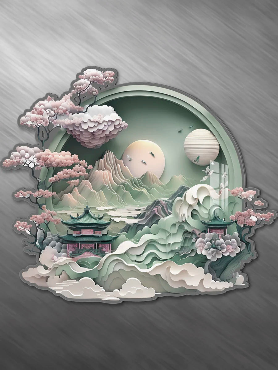 3D circular decoration wall stickers living room room self-adhesive stereo acrylic wall stickers creative stickers Oasis Select