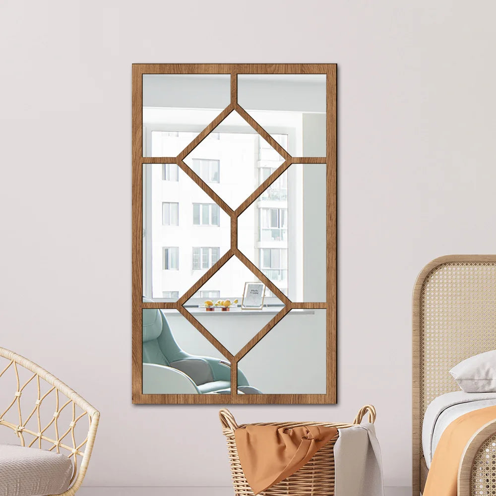 Wood and Acrylic Mirror Paste False Window Living Room Bedroom Study Decorative Wall Paste wall decor Oasis Select MZ427-B 82.6cm x 50.8cm