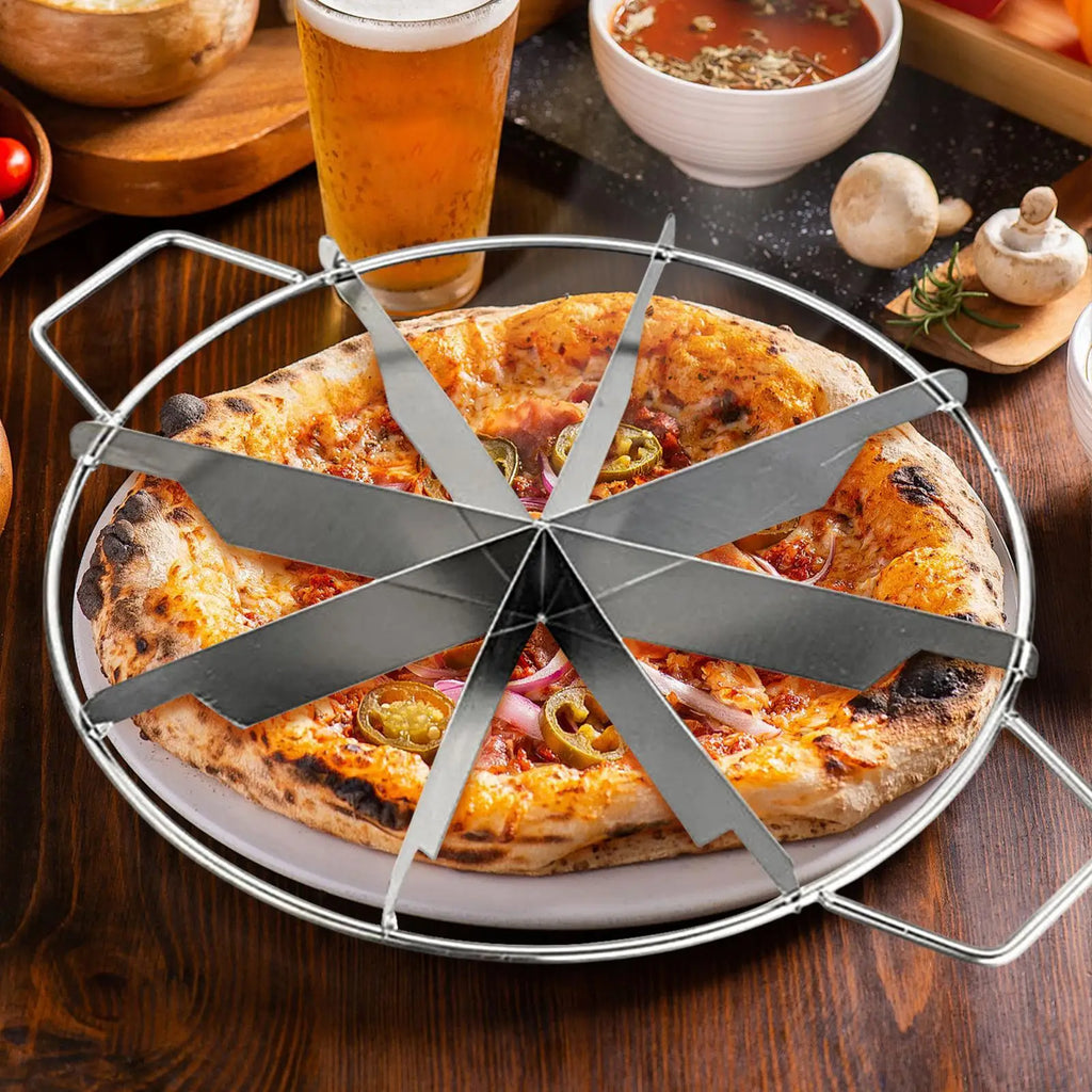 Cake Cutter Slicer Stainless Steel Pastry Portion Marker Pizza Pie Divider Even 6-8 Slices Cake Portioner Baking Tools Kitchen Oasis Select