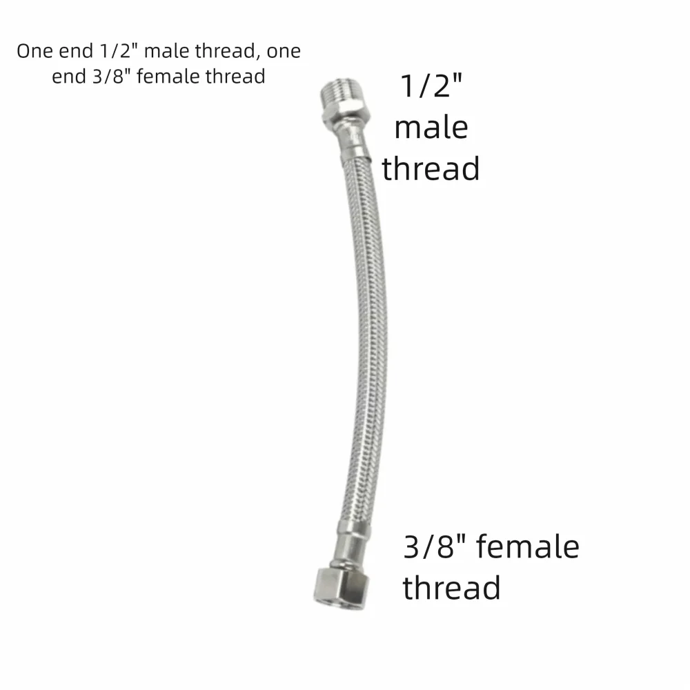 30/40cm Corrugated Water Hose Stainless Steel Large Flow Hot and Cold Water Faucet Inlet Hose Explosion-proof Oasis Select 30cm-G1-2-G3-8