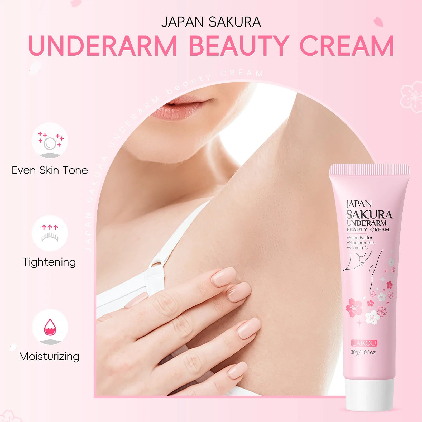 Laikou Sakura Body Care Cream 30g Improve Underarm Knee Buttocks Dark Dull Skin Fade Melanin Pigmentation Korean Skin Care Oasis Select