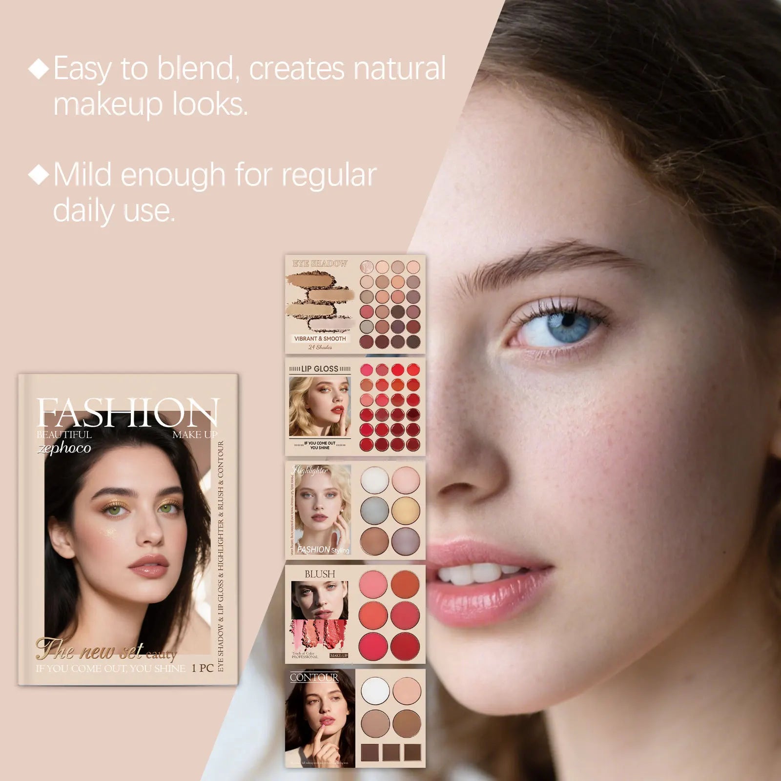 All-in-One Makeup Cosmetic Set Eyeshadow Palette Lip Gloss Blush Contour High Pigment Long-Lasting Stunning Daily Looks Oasis Select