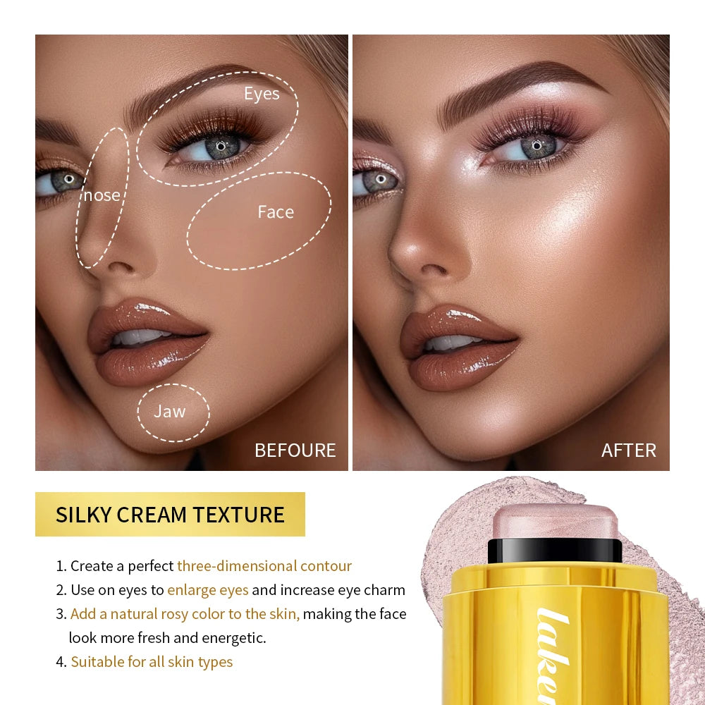 4Colors Highlighter Stick Brightening Skin Tone Contouring Natural Stereo Concealer Blush Multi-Purpose Stick Oasis Select