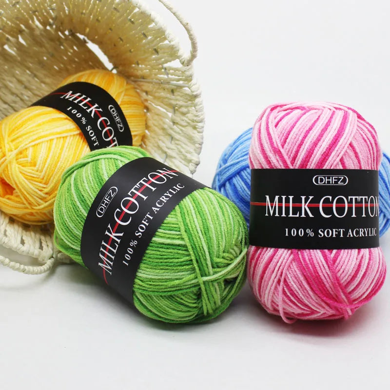 3 Strand Gradient Dyed Milk Cotton Yarn Soft Knitting Material Balls For Handmade Sweater Crochet And DIY Woven Craft Projects Oasis Select