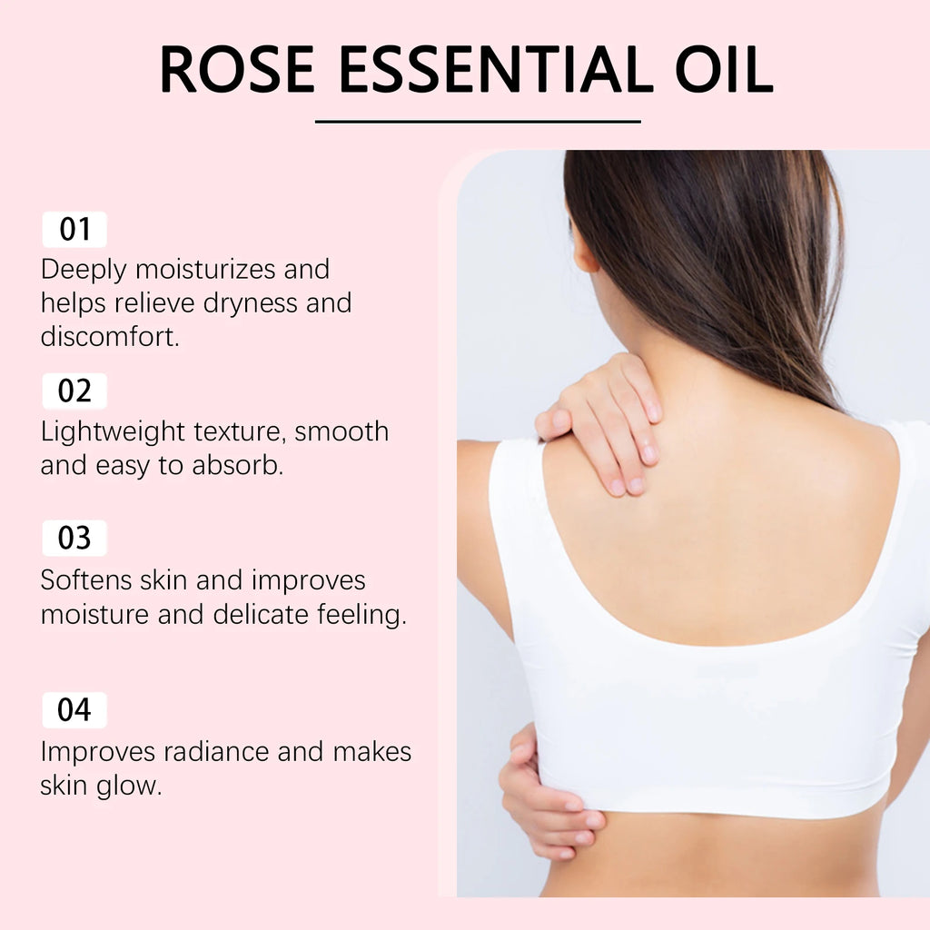 Rose Essential Oil Nourishing Moisturizing Soothing Dryness Skin Soften Delicate Smoothing Massage Essential Oil for Face Body Oasis Select